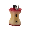 Resin apple core pendant in red and yellow with silver metal ring for DIY jewelry - Red Apple Core (19698)