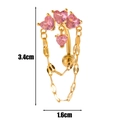 Piercing per ombelico dorato con cuori in zirconia rosa e catene, lungo 3,4 cm - Giallo Oro-Zirconia Rosa