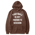Dark brown football printed hoodie with front kangaroo pocket and hooded drawstring design - S / Brown (Style 1)