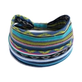 Boho-Yoga-Stirnband mit blauem und gelbem Paisley-Muster und geometrischem Design - Mehrfarbig Ethnisch Streifen Geometrisch(#131)
