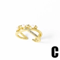 Gold-plated adjustable crossover ring featuring pearls and star-shaped metallic accents - Style C
