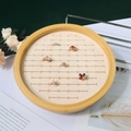 Round bamboo jewelry display tray with beige velvet slots for ring organization - 80 Slots / Beige