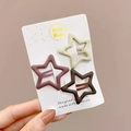 Three-piece star-shaped hair clips in matte earth tones including beige, purple, and brown - Star Set - 3 Pcs (4cm)