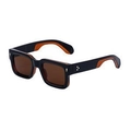 Retro square sunglasses featuring black and orange two-tone frame with brown lenses - Dark Brown Gold Brown