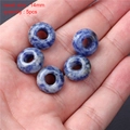 Five blue spotted natural stone spacer beads in hand, 14mm round beads for jewelry DIY - 14mm Large Hole Beads (5pcs)