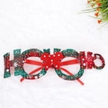 Festive Ho Ho Ho Christmas glasses with red and green plaid fabric and polka dot bow - Style 35 HO HO HO Plaid Fabric