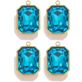 Set of four rectangular blue crystal pendants with gold-plated stainless steel frames - Rectangle / Light Blue