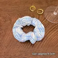 Blauw-wit geruite katoenen haarelastiekje op hout, afmeting ongeveer 9,5 cm, landelijke - 25# Wit Met Blauw Gaas