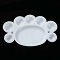 White plastic paw-shaped art palette with 8 mixing wells for watercolor and painting - Footprint Palette / 16*10cm