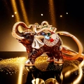 Brown and gold elephant keychain featuring colorful crystal accents and enamel finish - Single OPP Bag Packaging / Lucky Elephant Black