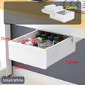 Small white under-desk sliding drawer organizer made of matte plastic for office storage - Cloud White / 32mm Riser / Small