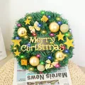 30cm Weihnachts-PVC-Kranz mit goldenem Schmuck und 3m LED-Lichtern für die Feiertagsdeko - 30cm / Bunter Lichtstil / Gold