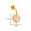 Golden stainless steel heart-shaped belly button ring with sparkling zircon stones - Gold Hollow Heart (0199-4#金)