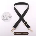 Adjustable black nylon shoulder strap with light gold lobster clasps, 2.5cm width - Black