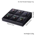 Black leather 6-slot pendant display tray for jewelry storage, 17x13.5x4cm size - 6-Slot Pendant Display Tray (Black)