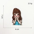 Detailed embroidery patch of cartoon girl showing dimensions 7x4cm and 2.5g weight - Self-Adhesive Embroidery Patch 2#