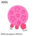 Roze siliconen vorm met zeven bloemen voor zonnebloemtaartdecoraties - Stijl 3 (A501) / Roze