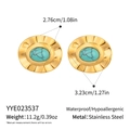 Especificaciones de tamaño y peso para pendientes vintage de acero inoxidable y turquesa - Estilo Turquesa Ovalado Retro (YYE023537)
