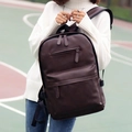 Zaino da uomo in pelle PU marrone scuro stile retrò con doppie tasche frontali - Marrone (9805)