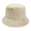 Cappello da pescatore invernale in finta pelliccia di coniglio beige crema per donna - M (56-58cm) / Cachi