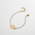 Golden stainless steel lotus flower pendant bracelet with adjustable link chain - Lotus / Gold