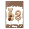 Number 8 cream and caramel balloon set for birthday party decoration, model FG-58 - FG58 Morandi Series Number 8 + Heart
