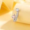 Anillo de acero de titanio plateado Saturno con circonitas rosas y blancas finas - Rosa Claro (A445-2#)