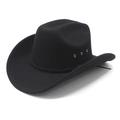 Classic black felt western cowboy hat with woven band and silver ventilation eyelets - M (56-58cm) / Black