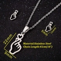 Edelstahl Schmuckset mit Herzhand-Geste, Halskette und Ohrsteckern im Set - Herz Geste Stil (031) / Stahlfarben