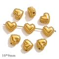 Goldene Herzperlen aus Edelstahl 10x9mm für DIY-Schmuckherstellung - Strukturiertes Herz mit Parallelem Loch / Gold