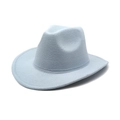 Detailed texture of light blue wool felt fedora hat with a classic wide curved brim - M (56-58cm) / Sky Blue