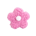 Close-up of 8cm pink and white teddy fleece flower accessory with curly plush texture - 8.5cm Double-sided (Altai) / Rose Red