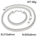Set collana e bracciale a catena NK in acciaio inossidabile argento lucido da uomo - Set Colore Acciaio (KS191395-KFC)