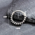 Retro titanium steel twisted hoop earring in vintage silver finish, 1.3cm size - Retro Twisted Rope Style (S411)