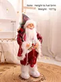 60cm Santa Claus doll with red sequins jacket and white fur trim holding metal bell - Red Style B 60cm