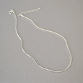 Elegant silver square snake bone chain necklace with lobster clasp and extender - Silver