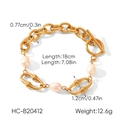 Détails du bracelet chaîne doré avec trois perles roses et dimensions précises - Bracelet (HC-B20412) / 18cm
