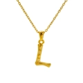 Bamboo style letter L pendant necklace in 18k gold plated stainless steel - Letter L(L)