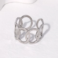 Minimalistische open roestvrijstalen ring met een gepolijst zilveren kettingontwerp - Verstelbaar / Staalkleur