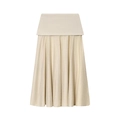 Elegante gonna lunga a pieghe bianco sporco con vita elastica e design minimalista raffinato - S / Gonna Albicocca
