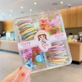 Kids hair accessory set with colorful elastic bands and Mickey-shaped mini clips in a box - Style D (Hair Ties and Clips Set)