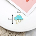 Blue cloud alloy pendant with white raindrops and 24mm size dimensions - Blue Raindrop Cloud