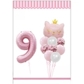 Kit de ballons chat rose chiffre 9 pour décoration d'anniversaire fille avec couronne - Chiffre 9