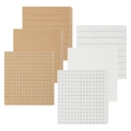 Detail of 3x3 inch sticky notes in kraft and white with lined, blank, and grid paper options - Kraft & White (300 Sheets)