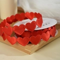 Red heart-shaped embroidered satin ribbon for gift wrapping and DIY crafts - 1.5CM Width/9M Roll / Red