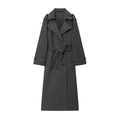 Dark grey double-breasted wool trench coat with waist belt and epaulettes - S / Gray