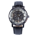 Macro view of skeleton mechanical watch dial with Roman numerals and silver case - Silver Case White Dial Silver Hollow