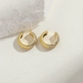 French vintage 14K gold plated C-shaped ear cuffs with zircon pavé and beaded edges - Gold Full Zirconia