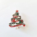 Sparkling Christmas tree brooch with red and green rhinestones in silver finish - Silver Christmas Tree
