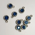 Sapphire blue round birthstone pendant with silver metal edge for jewelry making - Blue Zircon Silver Base